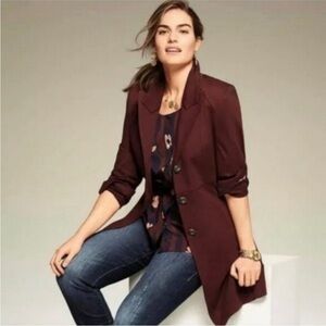 Cabi red blue floral scroll button down sleeveless top S